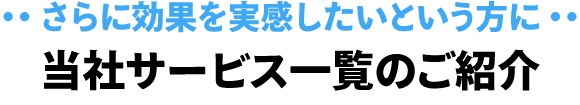 さらに効果を実感したいという方に当社サービス一覧のご紹介